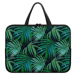 Dark Tropical Palm Leaves Pattern Print Laptop Sleeve With Handle