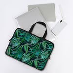 Dark Tropical Palm Leaves Pattern Print Laptop Sleeve With Handle