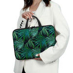 Dark Tropical Palm Leaves Pattern Print Laptop Sleeve With Handle