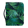 Dark Tropical Palm Leaves Pattern Print Leather Bible Cover