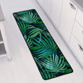 Dark Tropical Palm Leaves Pattern Print Long Kitchen Mat