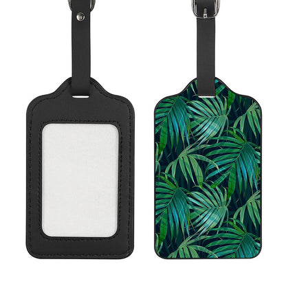 Dark Tropical Palm Leaves Pattern Print Luggage Tag