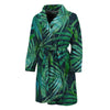 Dark Tropical Palm Leaves Pattern Print Men's Bathrobe