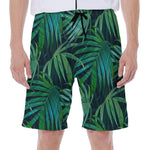 Dark Tropical Palm Leaves Pattern Print Men's Beach Shorts