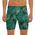 Dark Tropical Palm Leaves Pattern Print Men's Long Boxer Briefs