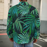 Dark Tropical Palm Leaves Pattern Print Men's Shirt Jacket