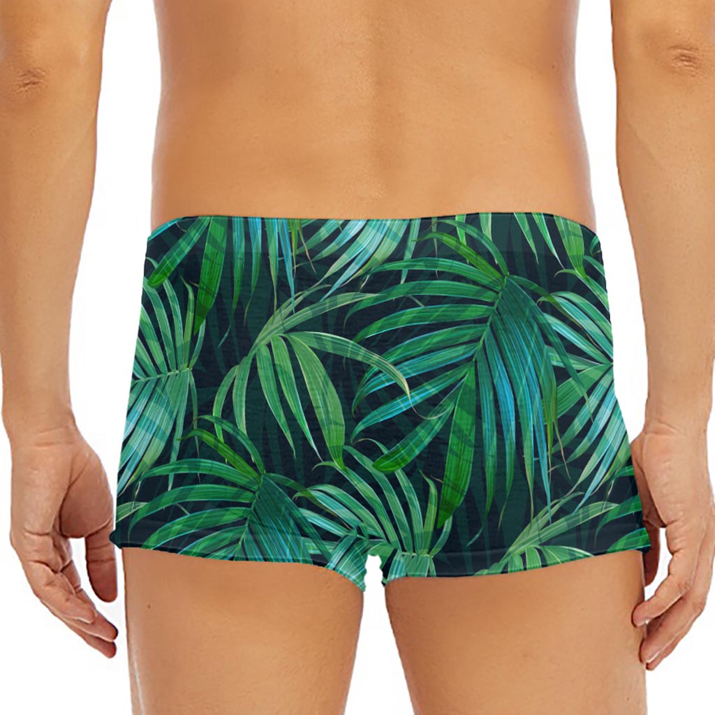 Dark Tropical Palm Leaves Pattern Print Men's Short Boxer Briefs