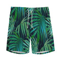 Dark Tropical Palm Leaves Pattern Print Men's Athletic Shorts