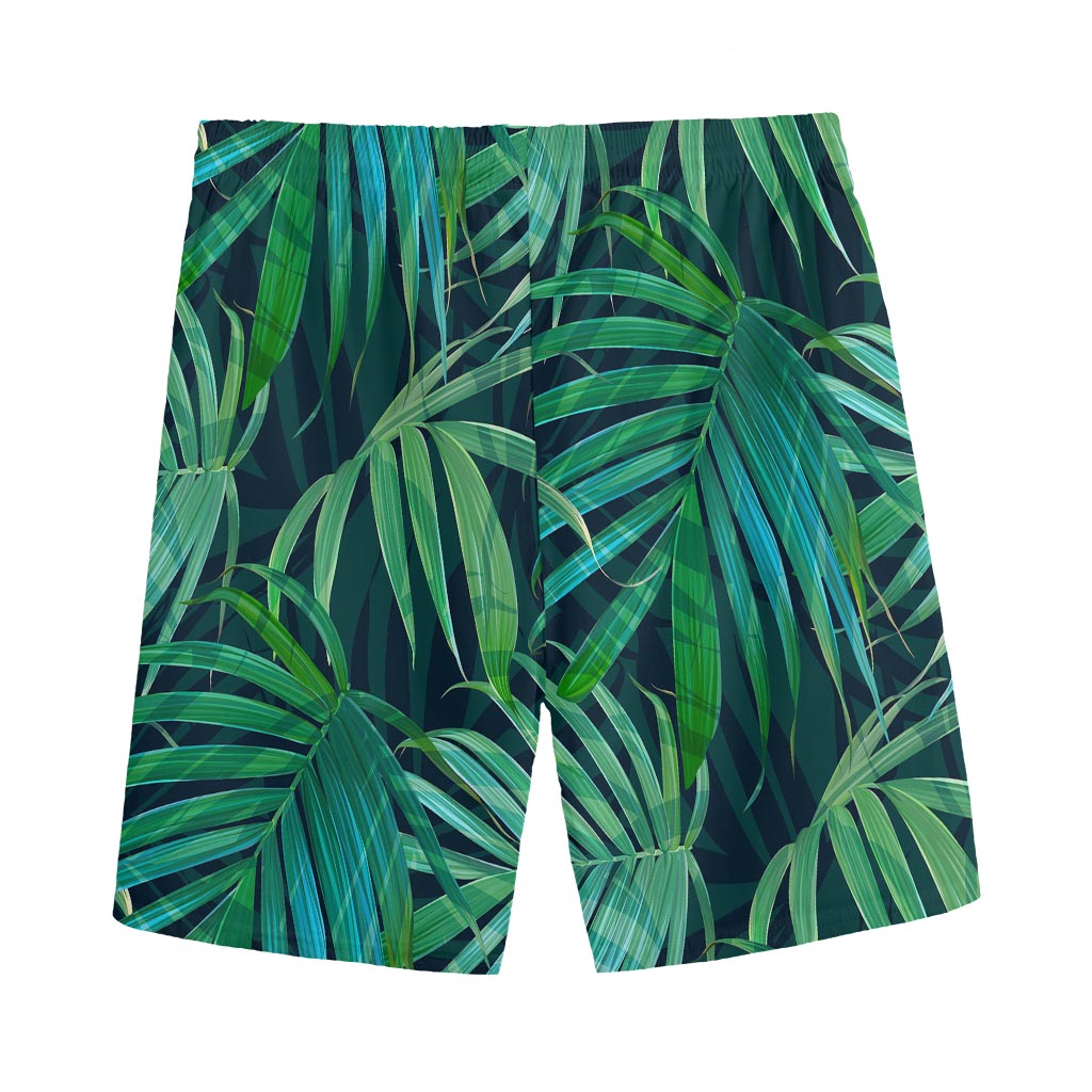 Dark Tropical Palm Leaves Pattern Print Men's Sports Shorts