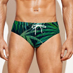 Dark Tropical Palm Leaves Pattern Print Men's Swim Briefs