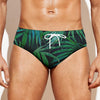 Dark Tropical Palm Leaves Pattern Print Men's Swim Briefs