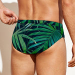 Dark Tropical Palm Leaves Pattern Print Men's Swim Briefs