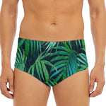 Dark Tropical Palm Leaves Pattern Print Men's Triangle Swim Briefs