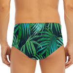 Dark Tropical Palm Leaves Pattern Print Men's Triangle Swim Briefs