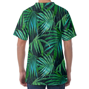 Dark Tropical Palm Leaves Pattern Print Men's Velvet T-Shirt