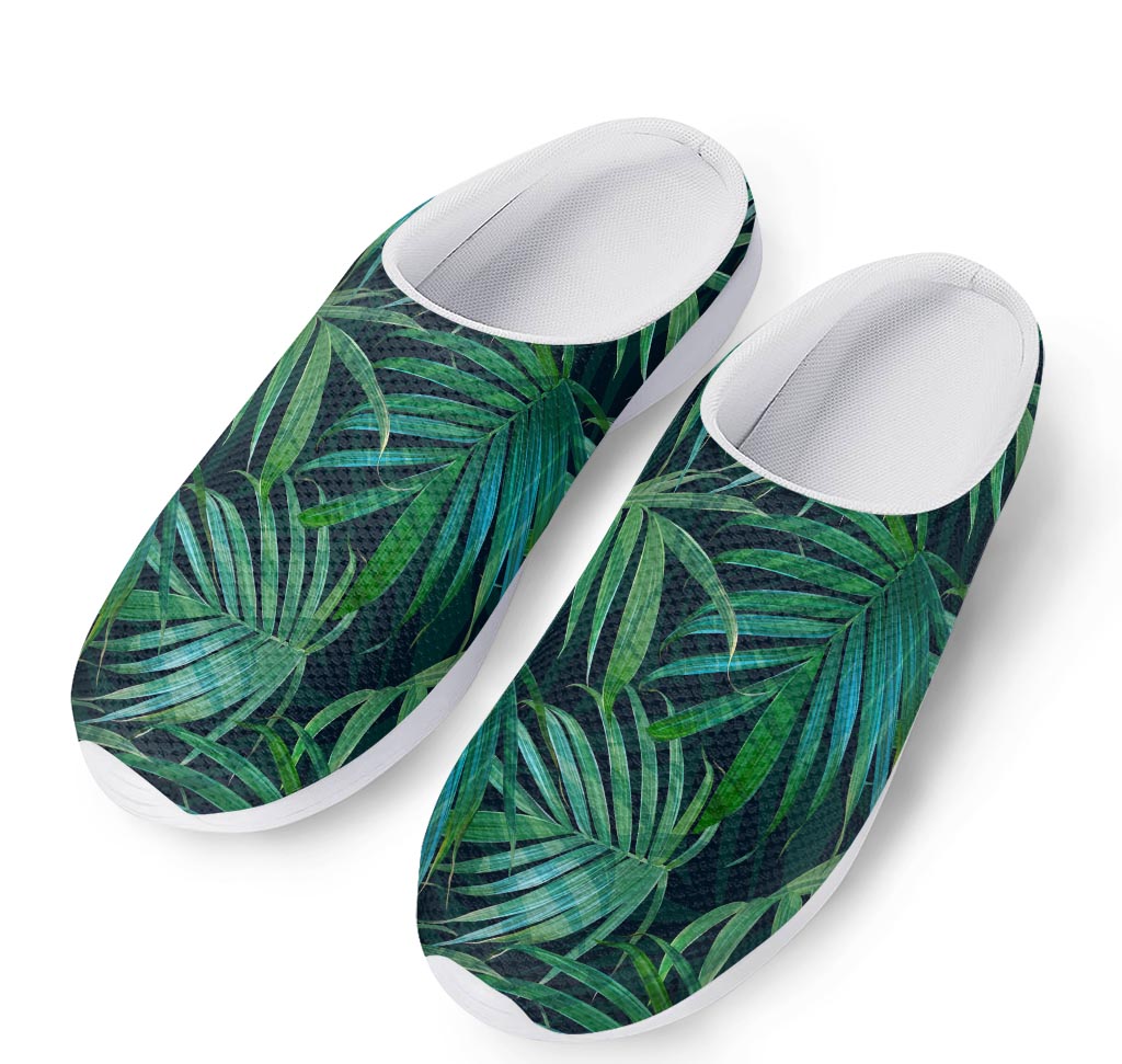 Dark Tropical Palm Leaves Pattern Print Mesh Casual Shoes