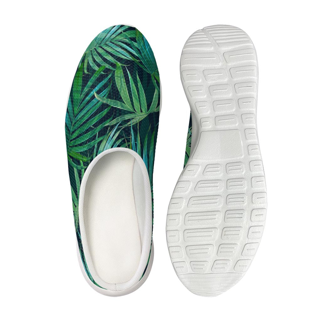 Dark Tropical Palm Leaves Pattern Print Mesh Casual Shoes