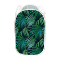 Dark Tropical Palm Leaves Pattern Print Mesh Laundry Hamper