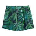 Dark Tropical Palm Leaves Pattern Print Mesh Shorts