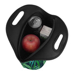 Dark Tropical Palm Leaves Pattern Print Neoprene Lunch Bag