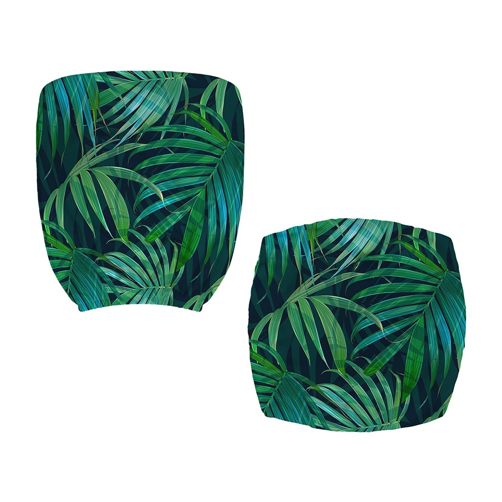 Dark Tropical Palm Leaves Pattern Print Office Chair Cover