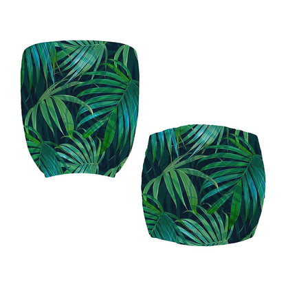 Dark Tropical Palm Leaves Pattern Print Office Chair Cover