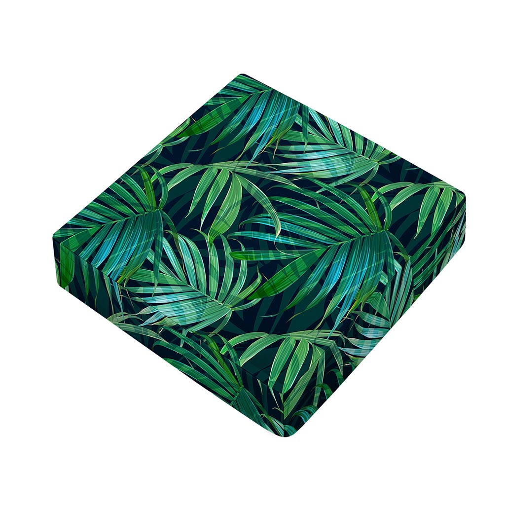 Dark Tropical Palm Leaves Pattern Print Outdoor Seat Cushion Cover