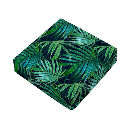 Dark Tropical Palm Leaves Pattern Print Outdoor Seat Cushion Cover