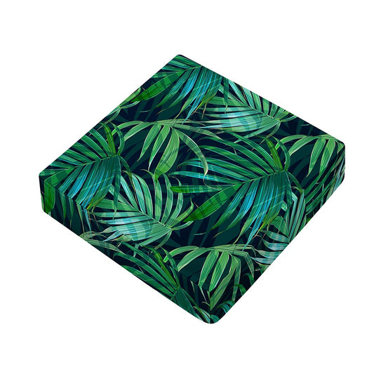 Dark Tropical Palm Leaves Pattern Print Outdoor Seat Cushion Cover