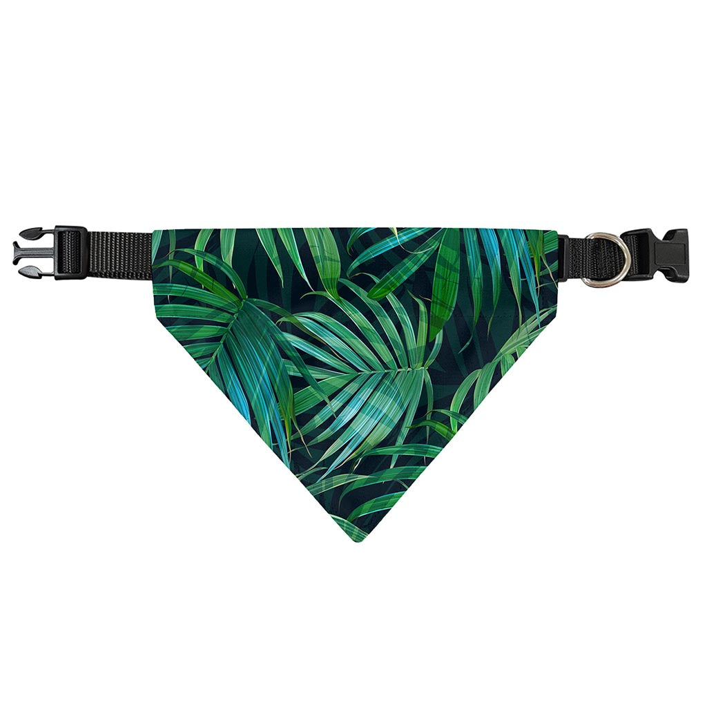 Dark Tropical Palm Leaves Pattern Print Over The Collar Dog Bandana