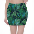 Dark Tropical Palm Leaves Pattern Print Pencil Mini Skirt