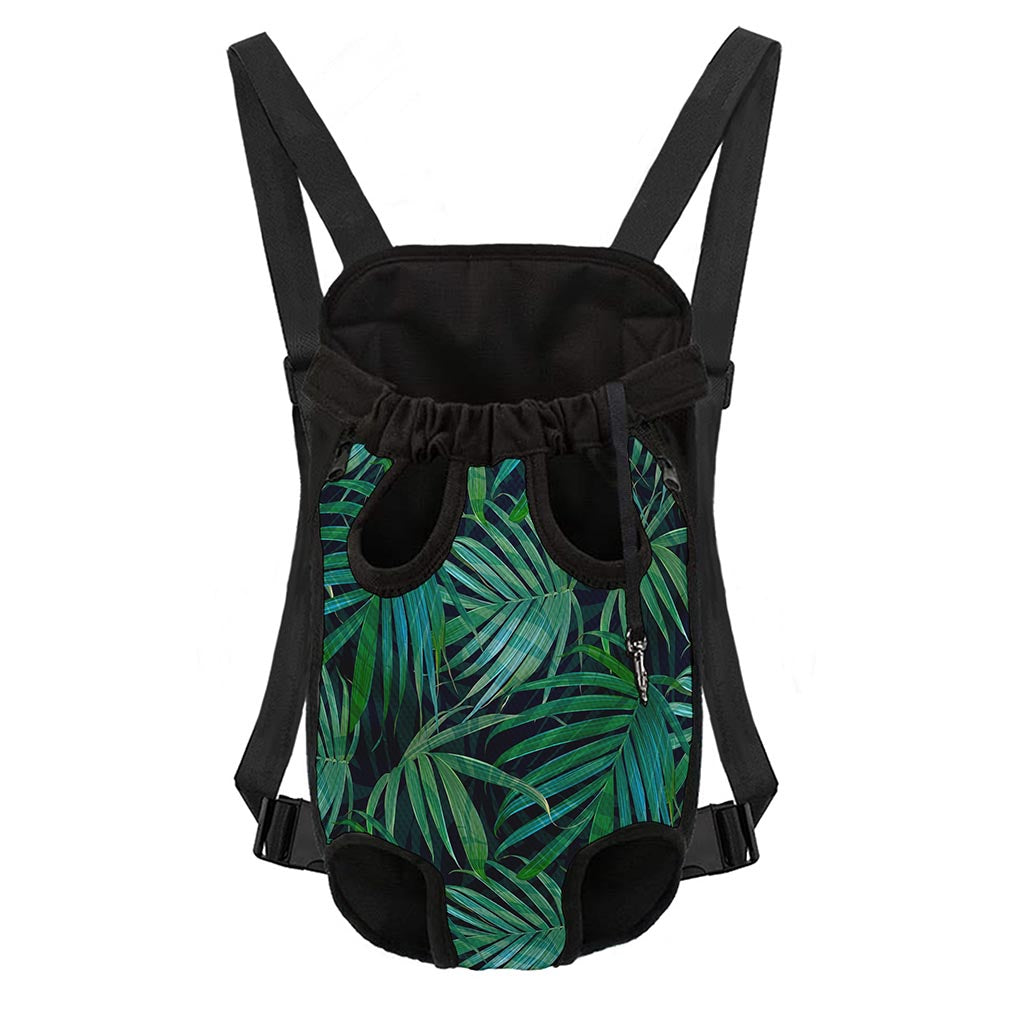 Dark Tropical Palm Leaves Pattern Print Pet Carrier Backpack