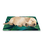 Dark Tropical Palm Leaves Pattern Print Pet Cooling Mat Cover