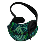 Dark Tropical Palm Leaves Pattern Print Pet Sling Carrier