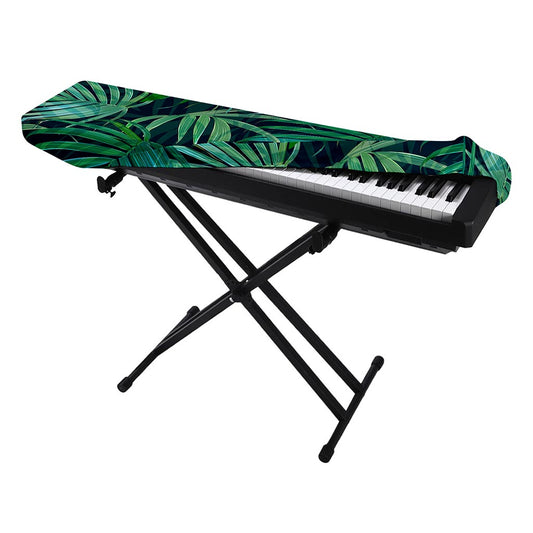 Dark Tropical Palm Leaves Pattern Print Piano Keyboard Cover