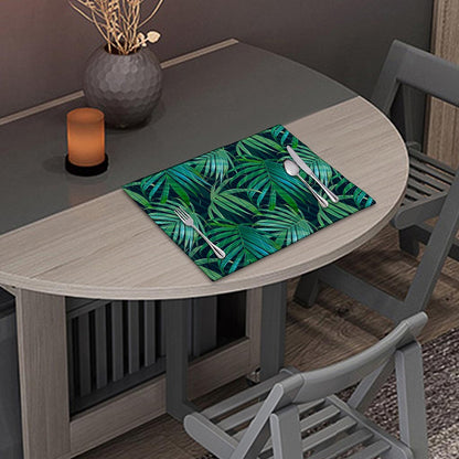 Dark Tropical Palm Leaves Pattern Print Placemat