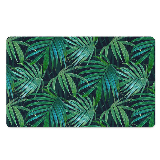 Dark Tropical Palm Leaves Pattern Print Polyester Doormat