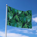 Dark Tropical Palm Leaves Pattern Print Polyester Flag