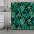 Dark Tropical Palm Leaves Pattern Print Polyester Shower Curtain