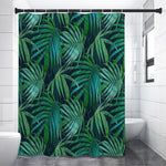 Dark Tropical Palm Leaves Pattern Print Premium Shower Curtain