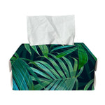Dark Tropical Palm Leaves Pattern Print Rectangle Tissue Box Cover