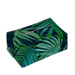 Dark Tropical Palm Leaves Pattern Print Rectangle Tissue Box Cover