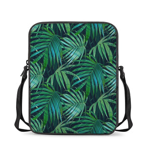 Dark Tropical Palm Leaves Pattern Print Rectangular Crossbody Bag