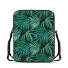 Dark Tropical Palm Leaves Pattern Print Rectangular Crossbody Bag