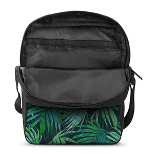 Dark Tropical Palm Leaves Pattern Print Rectangular Crossbody Bag