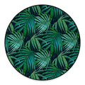 Dark Tropical Palm Leaves Pattern Print Round Floor Mat