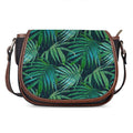 Dark Tropical Palm Leaves Pattern Print Saddle Bag