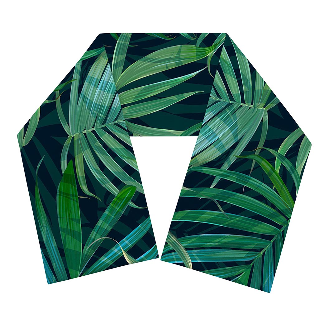 Dark Tropical Palm Leaves Pattern Print Scarf