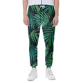 Dark Tropical Palm Leaves Pattern Print Joggers