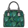 Dark Tropical Palm Leaves Pattern Print Shoulder Handbag